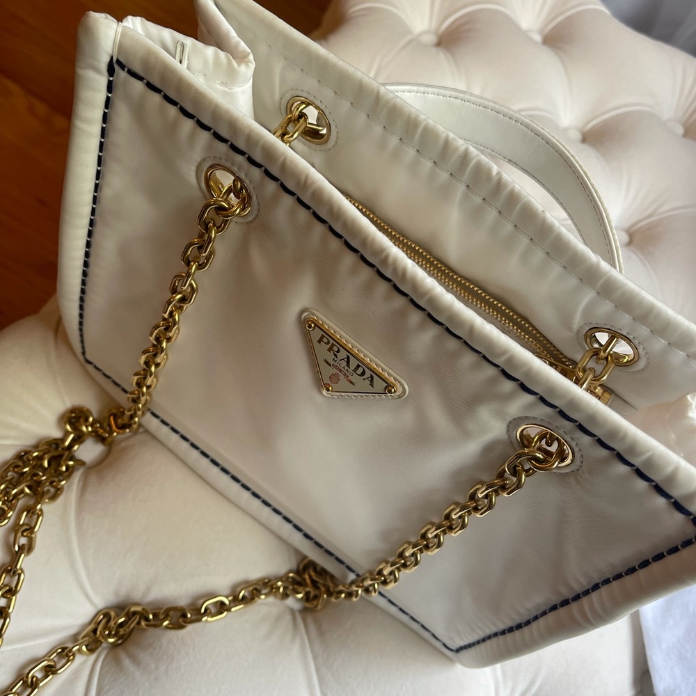 Prada Tessuto Chain White Nylon Tote - Picture 6 of 16